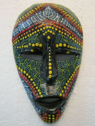 Jamaica Wood Face Mask Hand Carved Painted Wooden Souvenir Wall Hanging Folk Art