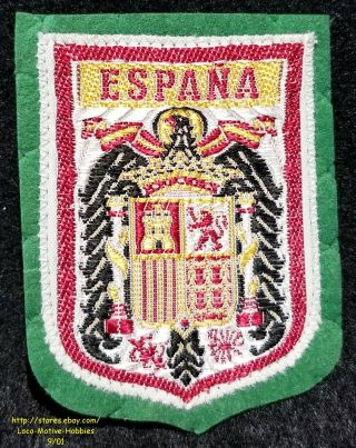 Lmh Patch Woven Badge Espana Spain Spanish Coat Arms Eagle Lion Castle Green