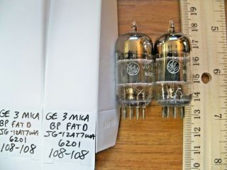 2 Strong Matched Ge 3 Mica Black Plate Fat D Getter Jg - 12at7wa / 6201 Tubes 3