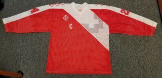 Early 1990s Swiss National Team Iihf Tackla Game Worn Jersey With Captain 