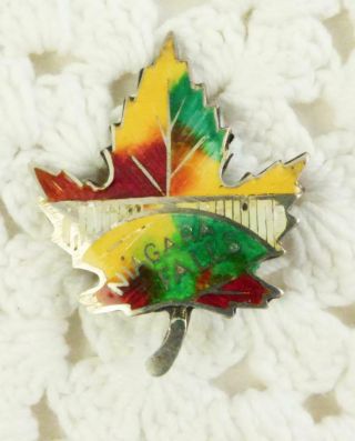 Vintage Canada Niagara Falls Enamel Leaf Travel Pin