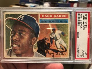 1956 Topps 31 Hank Aaron Braves Psa 2 Good White
