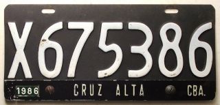 Argentina License Plate Tag - Cordoba With 1986 Attachment