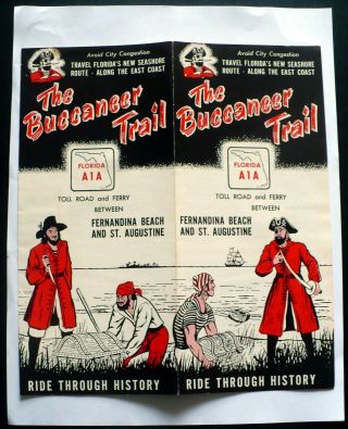1950s Buccaneer Trail On East Coast Florida,  A1a,  Ferry Boats,  Pirate Women,