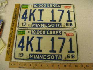1968 68 1969 69 1970 70 Minnesota Mn License Plate Pair Set 4ki 171