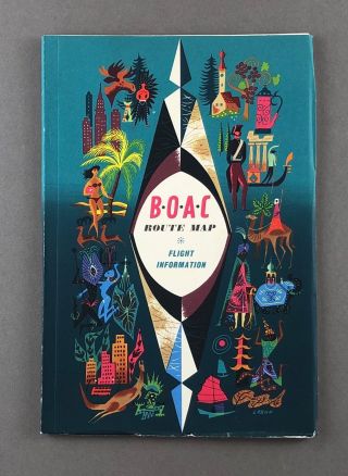 Boac Route Map & Flight Information Airline Booklet 1960 B.  O.  A.  C.