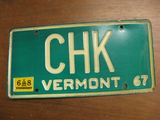 1967 67 1968 68 Vermont Vt License Plate Vanity Chk