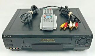 Sony Slv - N50 Vhs Vcr Video Cassette Recorder Player With Replacement Remote