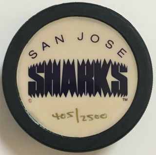 San Jose Sharks 1st Season 1991 - 92 405/2500 Rare Teeth Black Nhl Hockey Puck