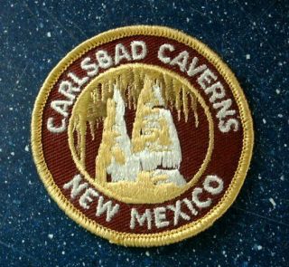 Vintage Carlsbad Caverns Mexico Patch Yellow,  Brown,  White,  3 " Diameter