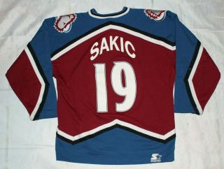 Vintage Colorado Avalanche Joe Sakic Starter Nhl Hockey Jersey - Large