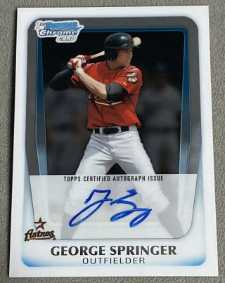 2011 George Springer Bowman Chrome Rc Rookie Auto Autograph Astros - Read