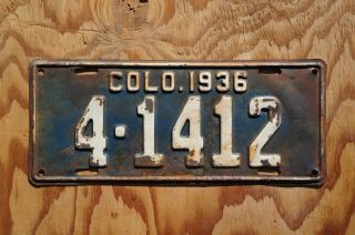 1936 El Paso County Colorado License Plate