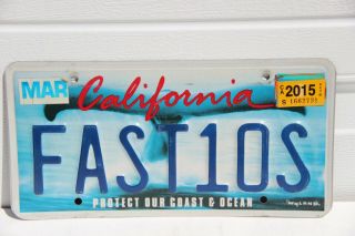 California License Plate Protect Our Coast & Ocean Whale Tail Fast10s Fast