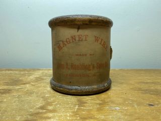 Vintage 1920 Roebling & Sons Magnet Wire Trenton Nj 1/2 Lb Wood Spool Nos