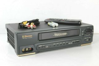 Emerson Ewv601b Vcr Stereo Hi - Fi Line In Recording Bundle Remote Batteries Rcas