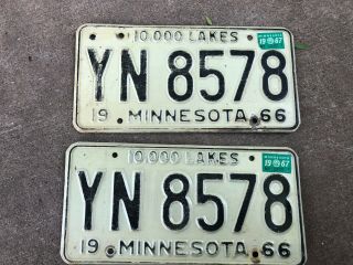 1966 Matched Pair Minnesota License Plates