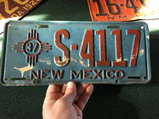 1937 Mexico License Plate S - 4117 N.  M.  - Amateur Older Repaint