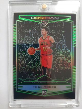 2018 - 19 Panini Obsidian Preview Trae Young Hawks Rc Rookie Green Prizm 12 / 25