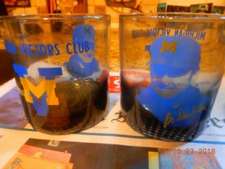University Of Michigan Whiskey Glasses With Picture Of Bo Schembechler