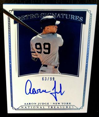 63/99 Aaron Judge 2019 Panini National Treasures Retro Autograph Auto Yankees