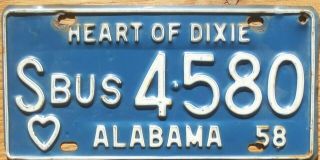 1958 Alabama Bus License Plate Number Tag