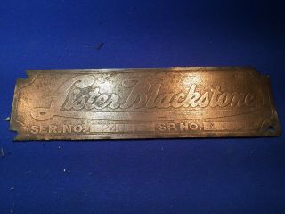 Brass Lister Blackstone Pump Engine Machinery Plaque