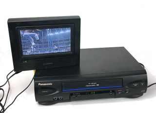Panasonic Pv - V4022 Vhs Vcr Player & Recorder,  Av Cables &
