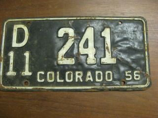 1956 56 Colorado Co License Plate D11 241