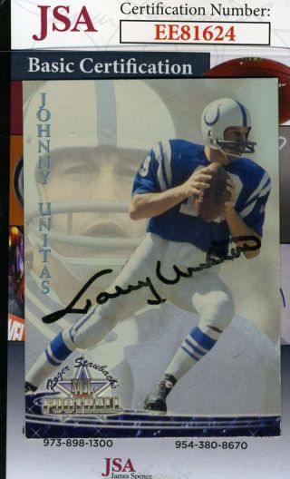 Johnny Unitas 1994 Ted Williams Jsa Hand Signed Authentic Autograph
