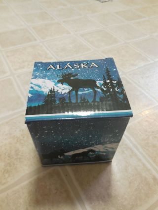 NIB Alaska Mug Coffee cup Tea Gift Colorful Moose Antlers Stars Space Winter 2