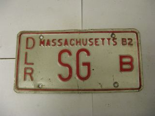 1982 82 Massachusetts Ma License Plate Dlr Sg B