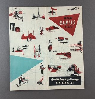 Qantas Empire Airways Airline Sales Brochure - Route Map Constellation Qea