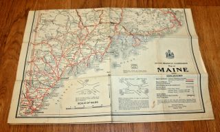Vintage 1930 Maine State Highway Commission Map Brochure
