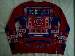 Mlb Merchandise Chicago Cubs Light Up Blinking Christmas Sweater Size M