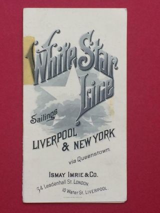 White Star Line Proposed Sailings Liverpool & York January 1894.