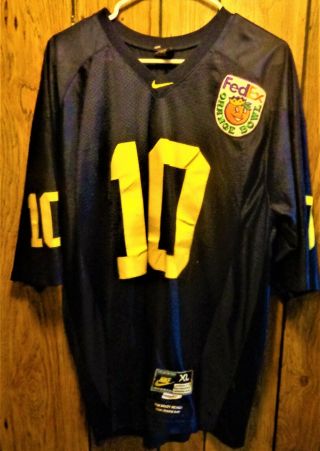 Tom Brady Michigan Wolverines 2000 Orange Bowl 10 Sewn Nike Jersey Xl