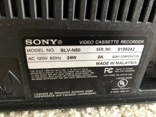 Sony Slv - N50 Vhs Vcr No Remote