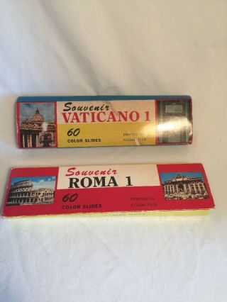 Vintage Souvenir 60 Kodak Slides Each From The Vatican And Rome,  Italy