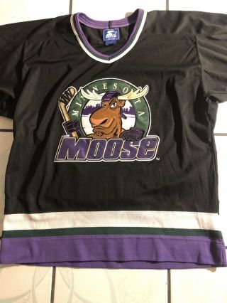 Authentic Nhl Starter Minnesota Manitoba Moose Stitched Sewn Throwback Jersey L