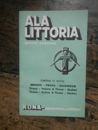 Ala Littoria Italian Airline Route Map Rome Airport 1935