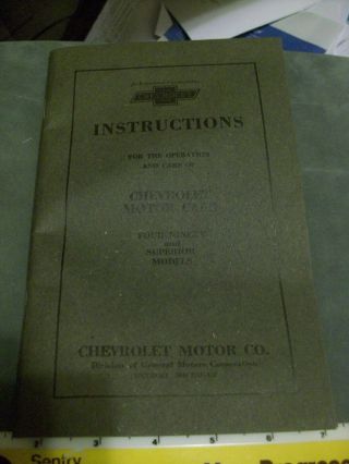 1923 Instructions For Operation And Care Chevrolet 490 And Superior Model Sedans