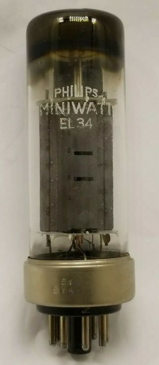 (1) Philips Miniwatt El34 Metal Base Vacuum Tube Valve Display Only