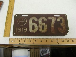 1919 19 Ohio Oh License Plate 6673 Rustic