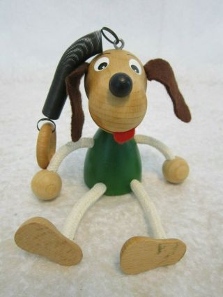Petra Wood Toy Dog Hand Made In Czech Republic Puppy Figurine On Bouncy Spring