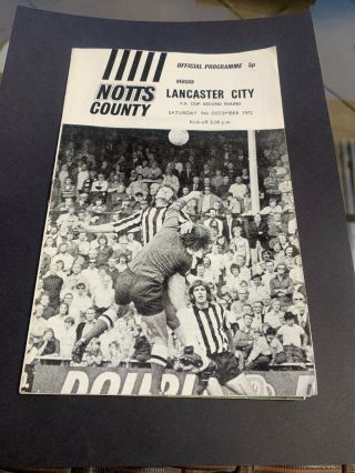 Notts County V Lancaster City 1972 Soccer/football Programme Fac