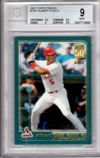 Mlb 2001 Topps Traded T247 Albert Pujols Rookie Rc Bgs 9 (hall Of Fame)