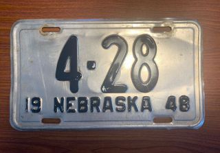 1948 Nebraska License Plate Aluminum License Plate Low