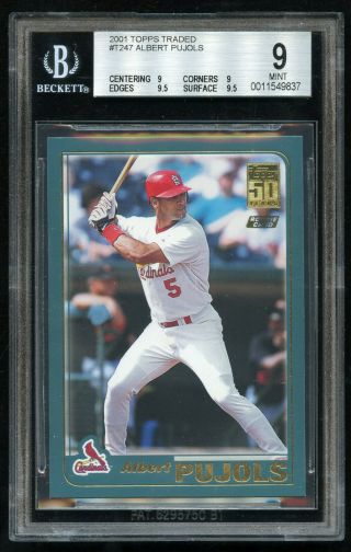 2001 Topps Traded Albert Pujols T247 Rookie Card Rc Bgs 9