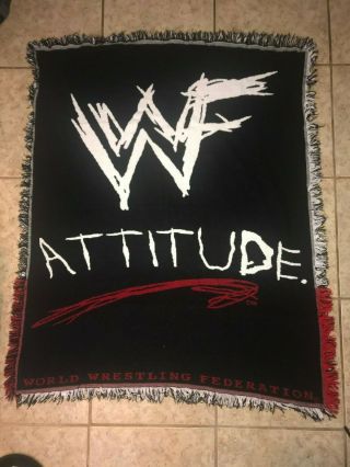 Vintage Wwf Attitude Era Wwe Tapestry Throw Blanket 42x50 Northwest Company